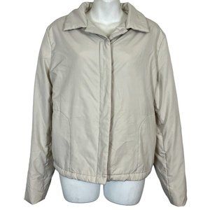 Gap Womens Ivory Off White Puffer Jacket Lined Medium Weight Vintage sz XL